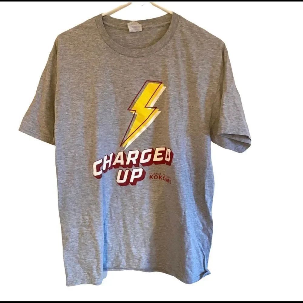 Port & Company Charged Up Indiana University Kokomo Gray T-Shirt Size Large